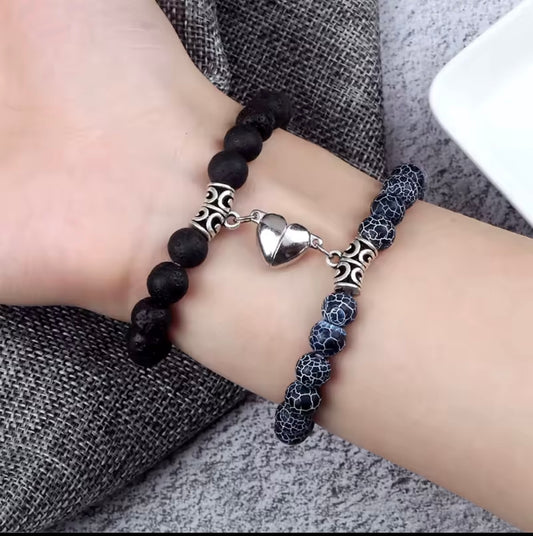 2 Pcs Love magnet clasp bracelet Couple