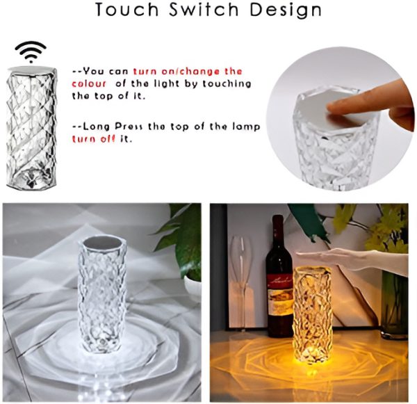 16 Colors Diamond Rose Crystal Lamp
