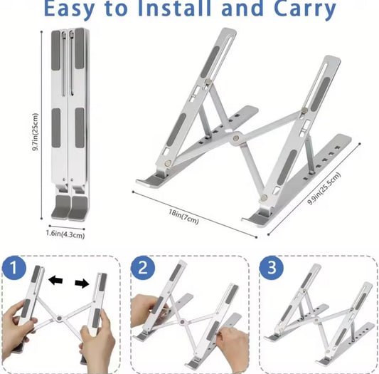 Metal Body Laptop Stand | Creative Folding Storage Bracket | Adjustable Portable Durable