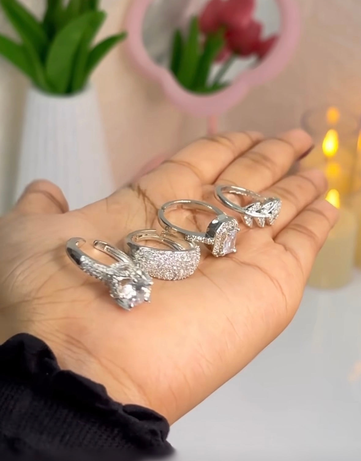 4 Adjustable RIngs Diamonds
