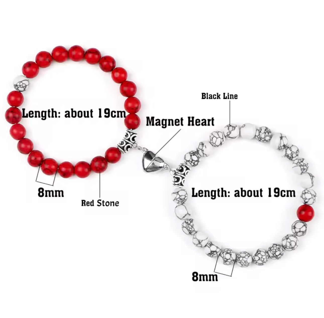2 Pcs Love magnet clasp bracelet Couple