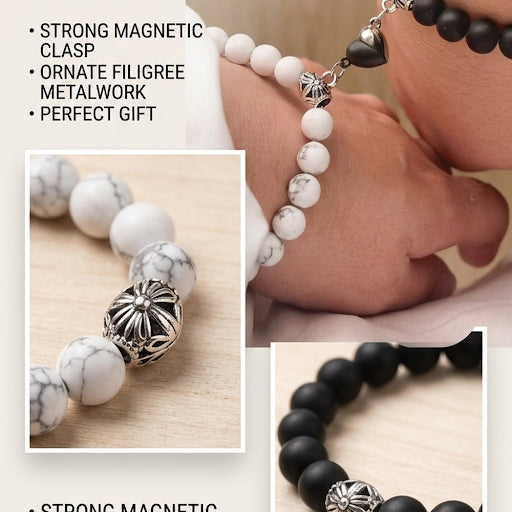 2 Pcs Love magnet clasp bracelet Couple